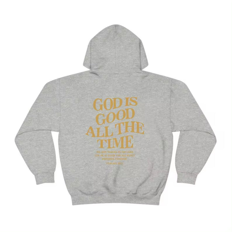 God Is Good All the Time Christian Hooded Sweatshirt Women Casual Print Long Sleeve Hoodie with Pocket Aesthetic Hoodies